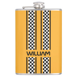 Custom Yellow & Black Race Sport Stripe Heupfles