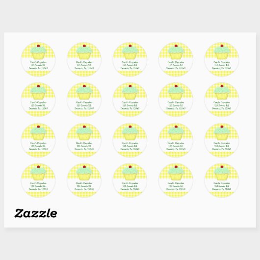Custom Yellow Cupcake Sticker (Vel)