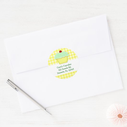 Custom Yellow Cupcake Sticker (Envelop)