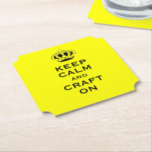 Custom Yellow Keep Calm (uw woord) Set van 6 Kartonnen Onderzetters