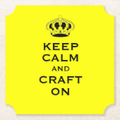 Custom Yellow Keep Calm (uw woord) Set van 6 Kartonnen Onderzetters (Voorkant)