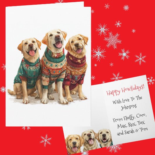 Custom Yellow Lab Christmas Ugly Sweater Holiday Kaart