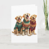 Custom Yellow Lab Christmas Ugly Sweater Holiday Kaart (Voorkant)