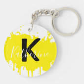 Custom Yellow Splash Initial Acrylic Keychain (Achterkant)
