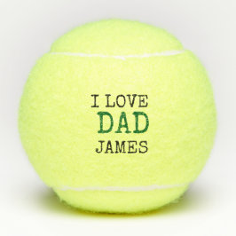 Custom yellow tennis balls with name Father's Tennisballen
