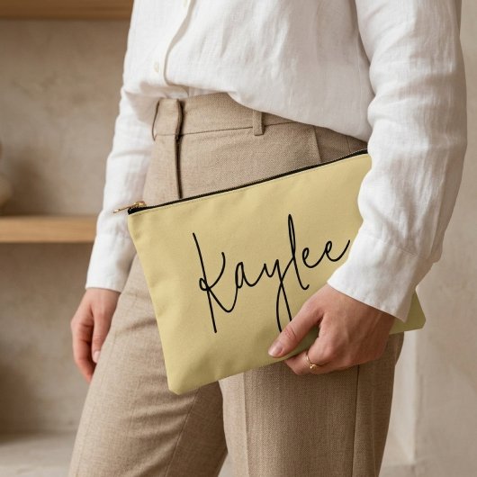 Custom Yellow Wedding Party Favor Pouch, Mom Gift Etui