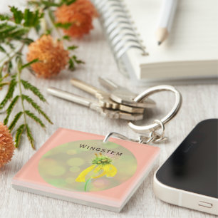 Custom Yellow Wingstem Wildflower Roos Roze Bloeme Sleutelhanger