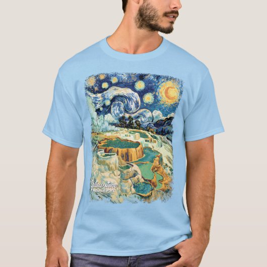 Custom Yellowstone Mammoth Hot Springs Van Gogh T-shirt (Voorkant)