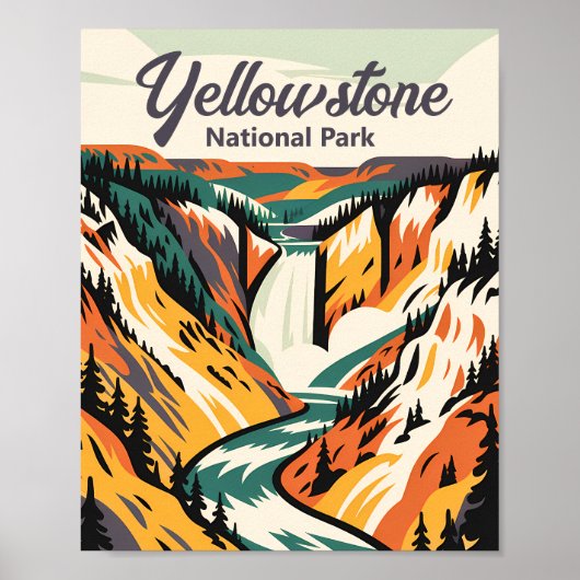 Custom Yellowstone National Park Lower Falls Retro Poster (Voorkant)