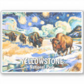 Custom Yellowstone Wildlife Buffalo Vibrant Nature Sticker (Voorkant)