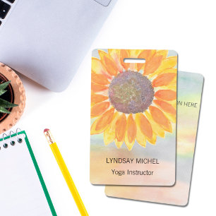 Custom Yoga Instructor Sunflower Badge