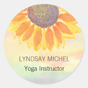 Custom Yoga Instructor Sunflower Ronde Sticker