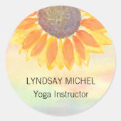 Custom Yoga Instructor Sunflower Ronde Sticker (Voorkant)