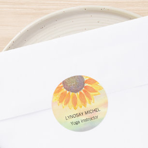Custom Yoga Instructor Sunflower Ronde Sticker