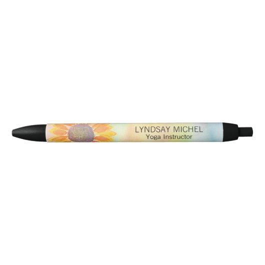 Custom Yoga Instructor Sunflower Zwarte Inkt Pen (Voorkant)