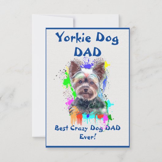 Custom Yorkie vader hond beste gekke hond vader Bedankkaart (Voorkant)