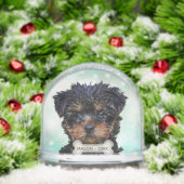 Custom Yorkshire Terrier Puppy Dog Foto Sneeuwbol (Kerstmis)