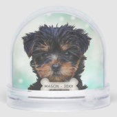 Custom Yorkshire Terrier Puppy Dog Foto Sneeuwbol (Achterkant)