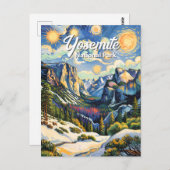 Custom Yosemite Tunnel View Winter Van Gogh Style Briefkaart (Voorkant / Achterkant)