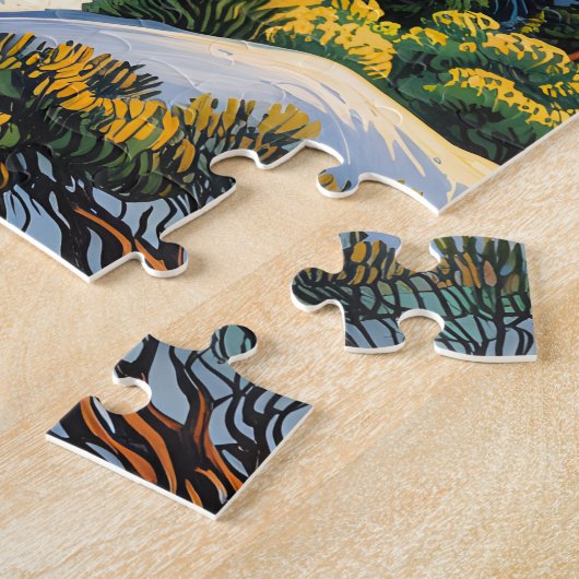 Custom Yosemite Tunnel View Winter Van Gogh Style Legpuzzel (Zijkant)
