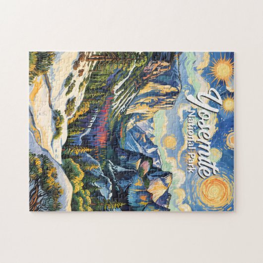 Custom Yosemite Tunnel View Winter Van Gogh Style Legpuzzel (Horizontaal)