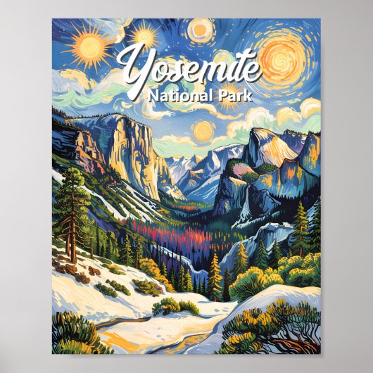 Custom Yosemite Tunnel View Winter Van Gogh Style Poster (Voorkant)