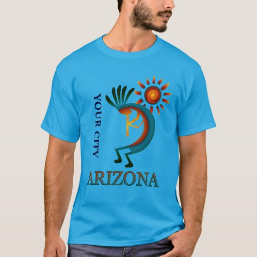 Custom Your City Arizona Kokopelli met Sun T-shirt (Voorkant)