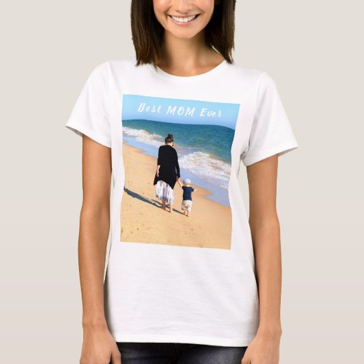 Custom Your Mom Foto T-Shirt Tekst - Beste moeder  (Voorkant)