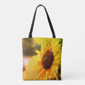 Custom Your Name Bright Artistic Yellow Sunflower Tote Bag (Achterkant)