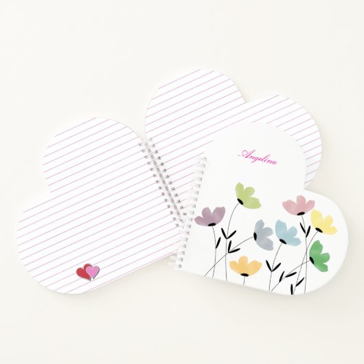 custom your name & initial with wildflowers notitieboek (Binnen)