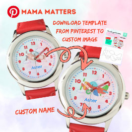 Custom Your Own Airplane Time Teaching Kids Horloge