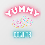 Custom Yummy Sprinkle Donuts Faux Neon Lights Raamsticker (Vel)
