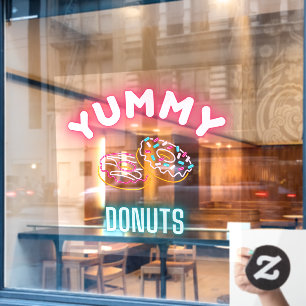 Custom Yummy Sprinkle Donuts Faux Neon Lights Raamsticker