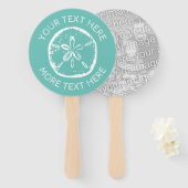 Custom zand dollar shell strand bruiloft partij fo handwaaier (Voorkant en achterkant)