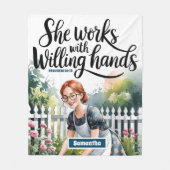 Custom Ze werkt met gewillige handen Christelijk Fleece Deken (Voorkant)