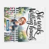 Custom Ze werkt met gewillige handen Christelijk Fleece Deken (Voorkant (Horizontaal))