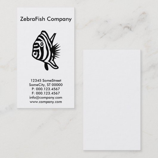 custom zebrafish company visitekaartje (Voorkant / Achterkant)
