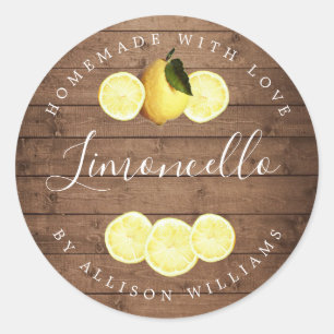 Custom Zelfgemaakt Limoncello Rustiek Hout Ronde Sticker