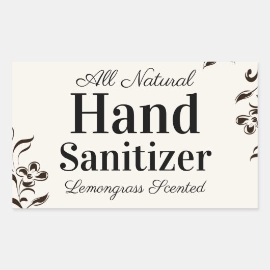 Custom Zelfgemaakte Hand Sanitizer met Floral Desi Rechthoekige Sticker (Voorkant)
