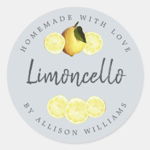 Custom Zelfgemaakte Limoncello Label Pastel Blauw