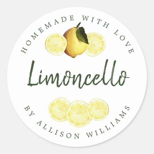 Custom Zelfgemaakte Limoncello Label Wit (Voorkant)