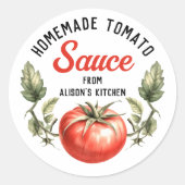 Custom Zelfgemaakte Tomatensaus stijl Ronde Sticker (Voorkant)