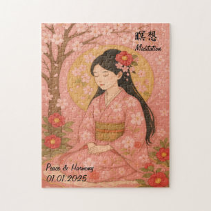 Custom Zen Meditatie Mindful Japan illustratie Legpuzzel