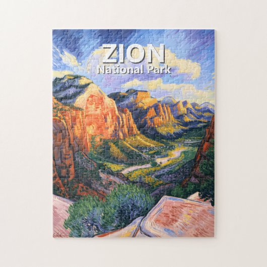 Custom Zion National Park Angels Landing Vibrant Legpuzzel (Verticaal)