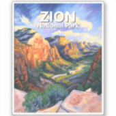 Custom Zion National Park Angels Landing Vibrant Sticker (Voorkant)