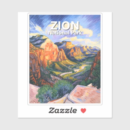 Custom Zion National Park Angels Landing Vibrant Sticker (Vel)