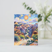 Custom Zion National Park Canyon Sunset Colorful Briefkaart (Staand voorkant)