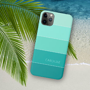 Custom Zomer Blauw Aqua Ocean Turquoise Stripes Case-Mate iPhone Case