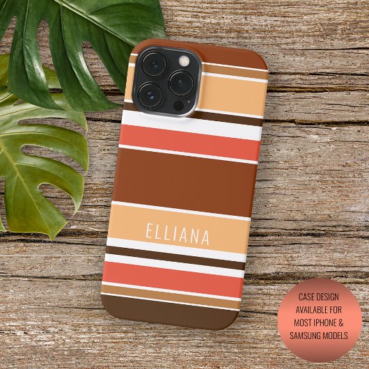 Custom Zomer Sinaasappel Koraal Perzik Rood Bruin  iPhone Hoesje