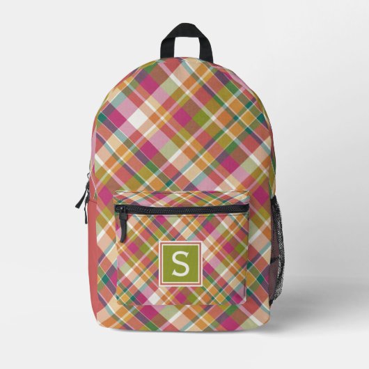 Custom Zomer Sinaasappel Roze Blauwgroen Groen Pla Bedrukte Rugzak (Voorkant)